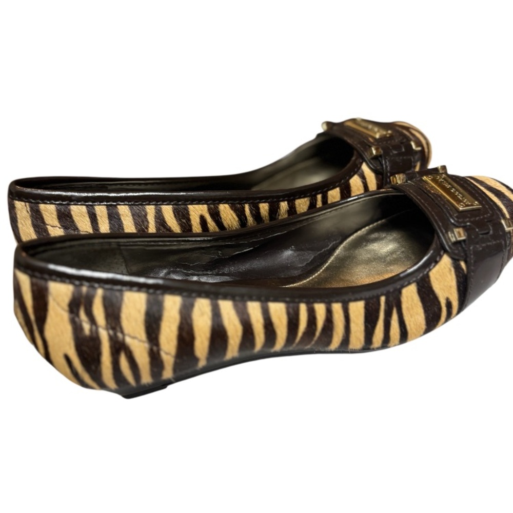 ANTONIO MELANI Brown & Tan Zebra-Print Horse Hair Ballet Flat w/Buckle Size 6 - Picture 9 of 11
